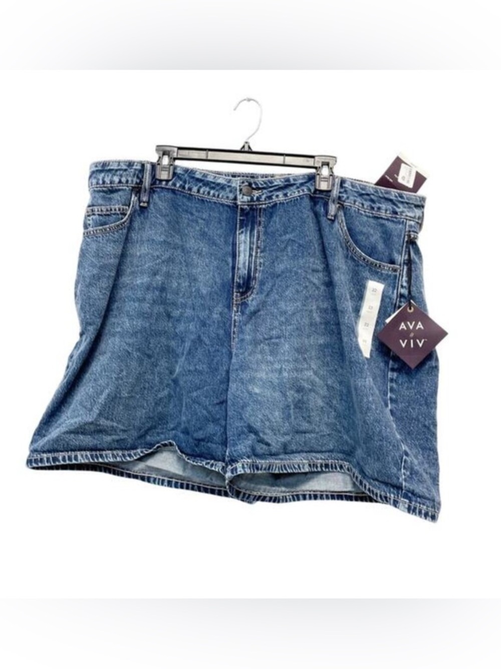 Ava & Viv Women's High‎ Rise Denim Jean Shorts Medium Wash Size 22